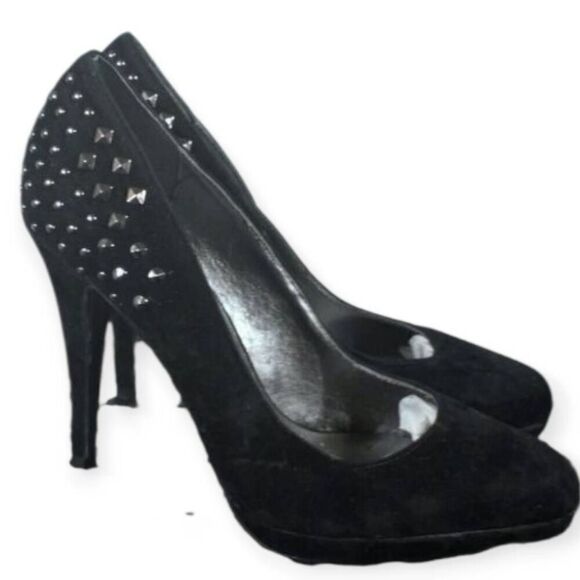 MIXX FAUX SUADE BLACK STUDDED PUMPS SZ.8.5 EUC - Picture 1 of 7
